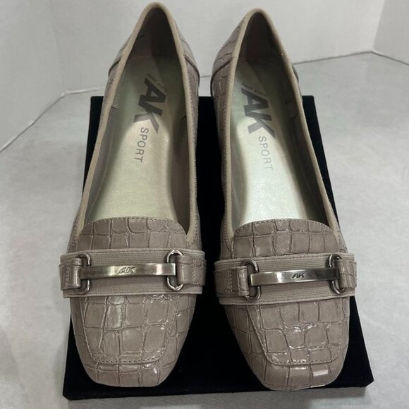 Anne Klein Sport Shoes - Anne Klein AK Sport Croc Embossed Loafers Comfort Flats Taupe 10M
